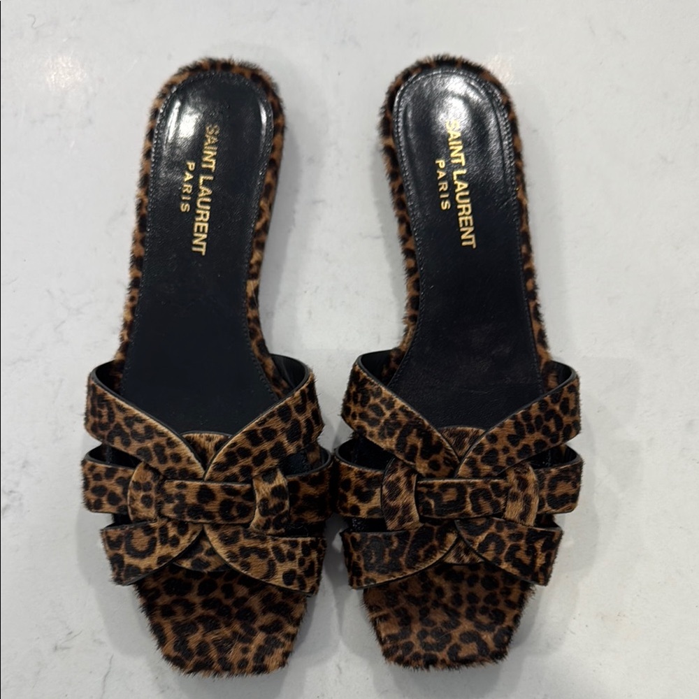 Saint Laurent Leopard Tribute Sandals